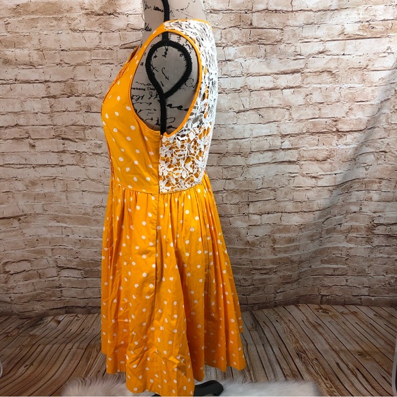 Anthropologie Moulinette Soeurs Yellow Dot Dress with Lace Back 4 - Picture 7 of 8